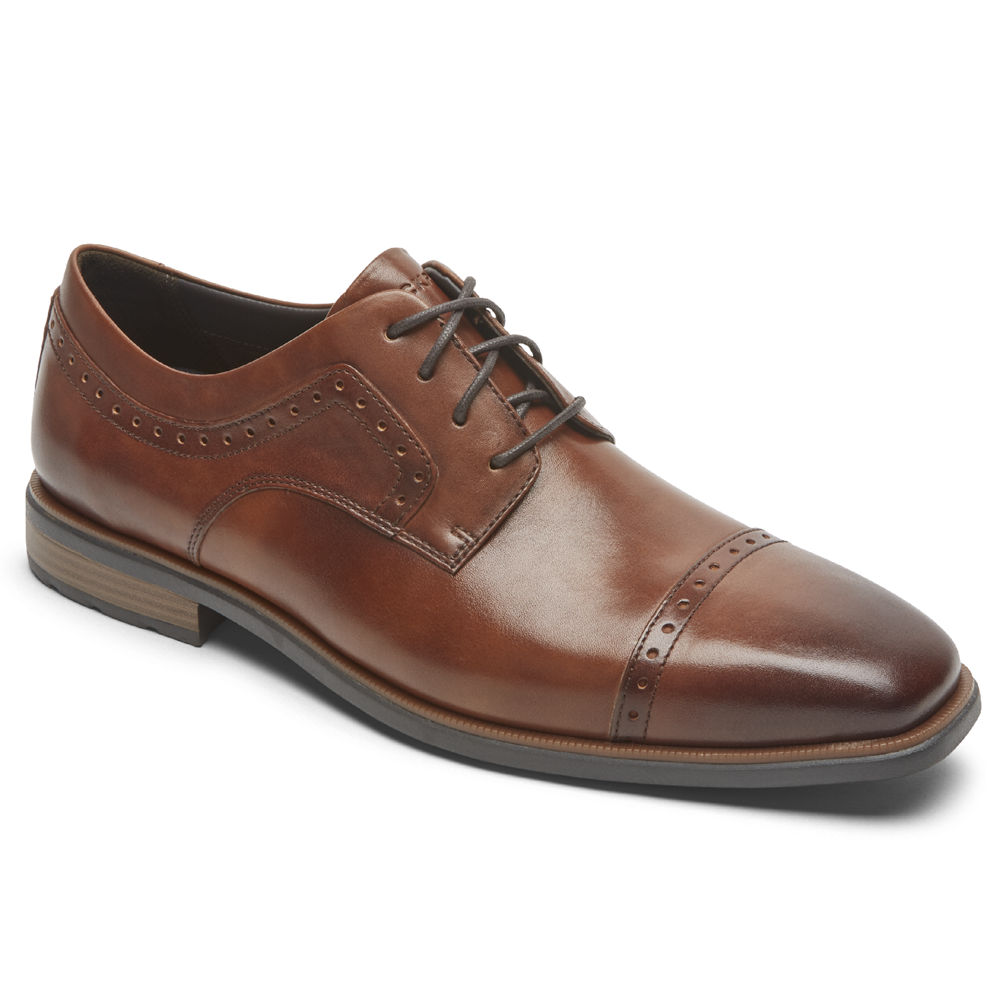 Rockport Singapore Mens Oxfords - Farrow Cap Toe Brown - YG5819340